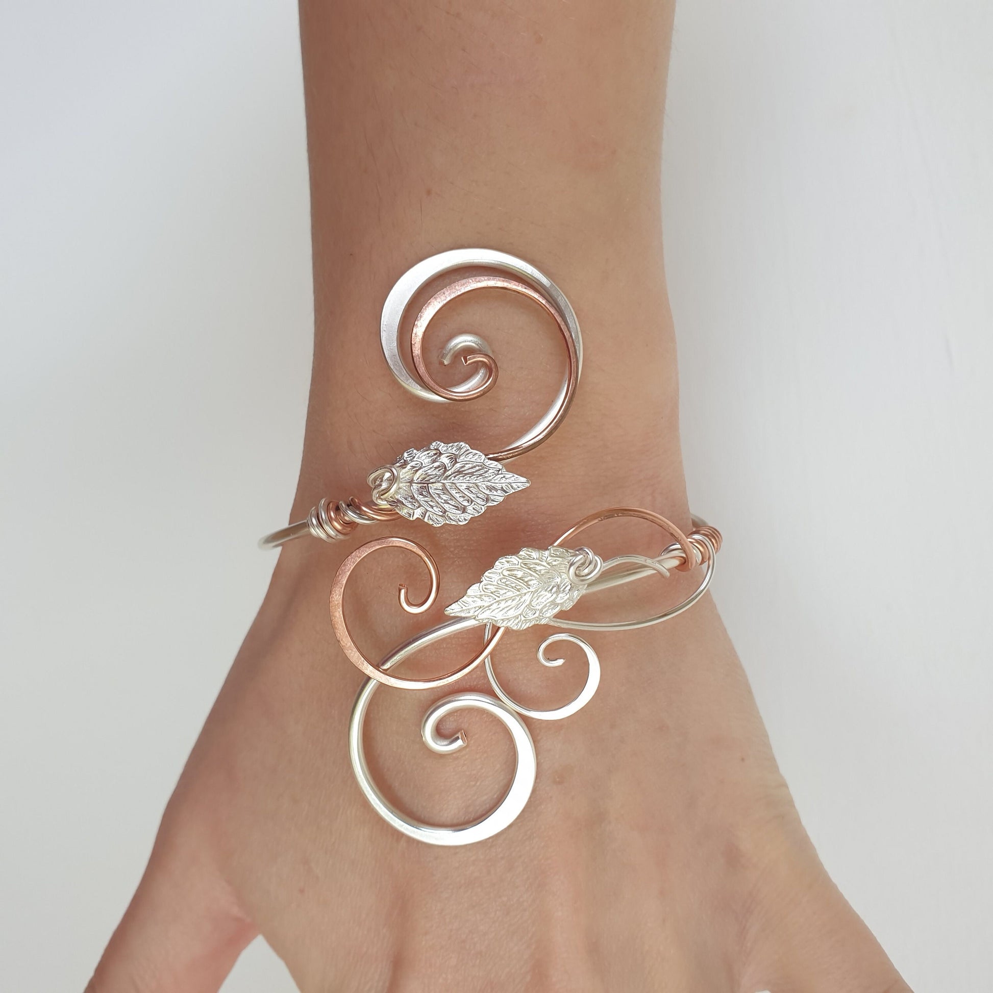 Silver Filigree Cuff Bracelet with Gold Finish